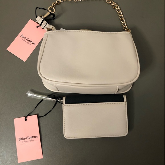 Juicy Couture Royal Liquorice/White Kingdom Mini Wristlet Purse & Wallet Set NWT - Picture 5 of 6